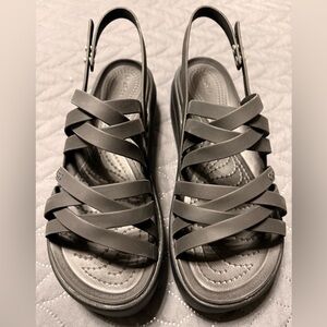 CROCS Black Strappy Slingback Sandal Size 8